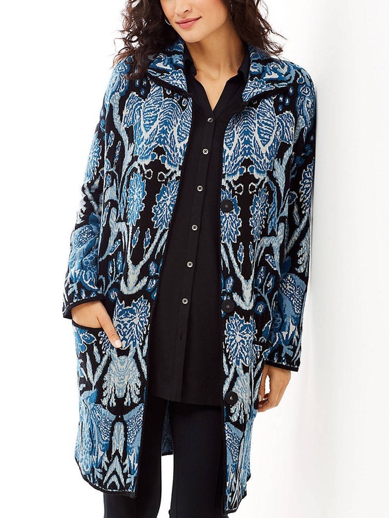 J. Jill Sweaters - J. Jill Prussian Blue Multi Chestnut
Hill Topper Cardigan Sweater